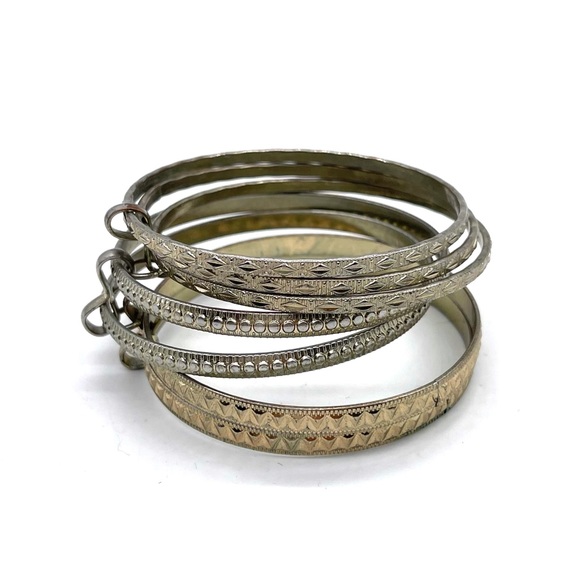 Multiple Bangles Bracelets Gold & Silver Tone - Picture 2 of 4